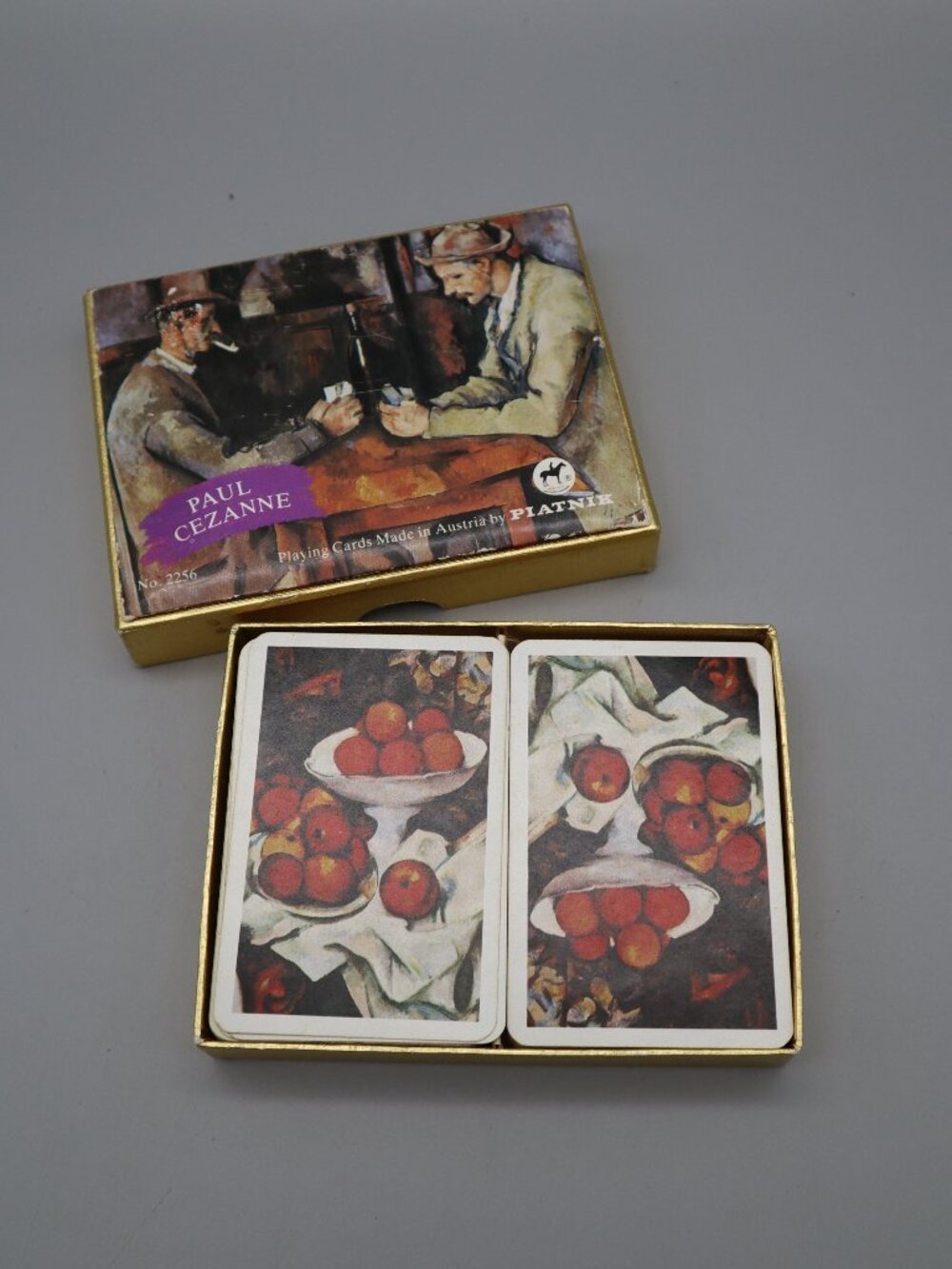 Vtg Piatnik Playing Cards Bridge Set 2 Decks Paul Cezanne Art Fruit Flowers 2256